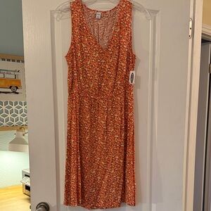 Old Navy Floral Midi Dress - Orange and White